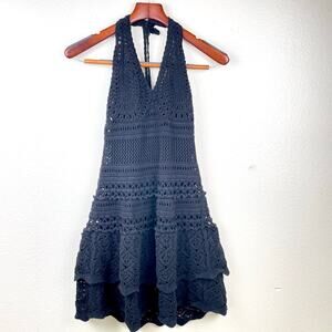 Y2K 90s Vintage Womens Dress Sz M Babydoll Crochet Dark Fairy Whimsigoth Grunge